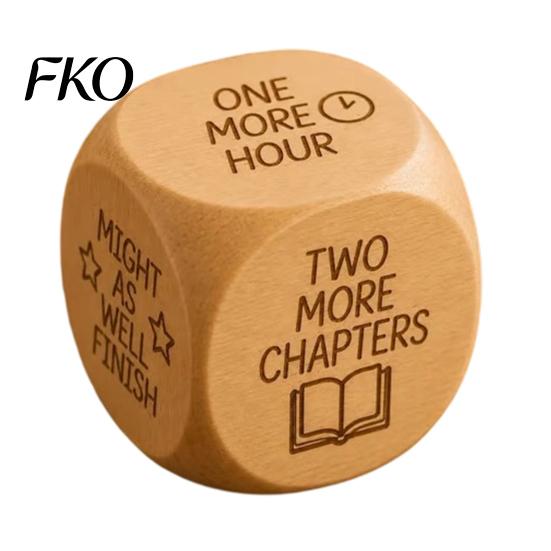 Engraved Reading Dice 1/2Pcs Wooden Decision Dice, 6-Sided Decision-Making for Cube Bookworms, Theme Decider Gift Lovers Natural