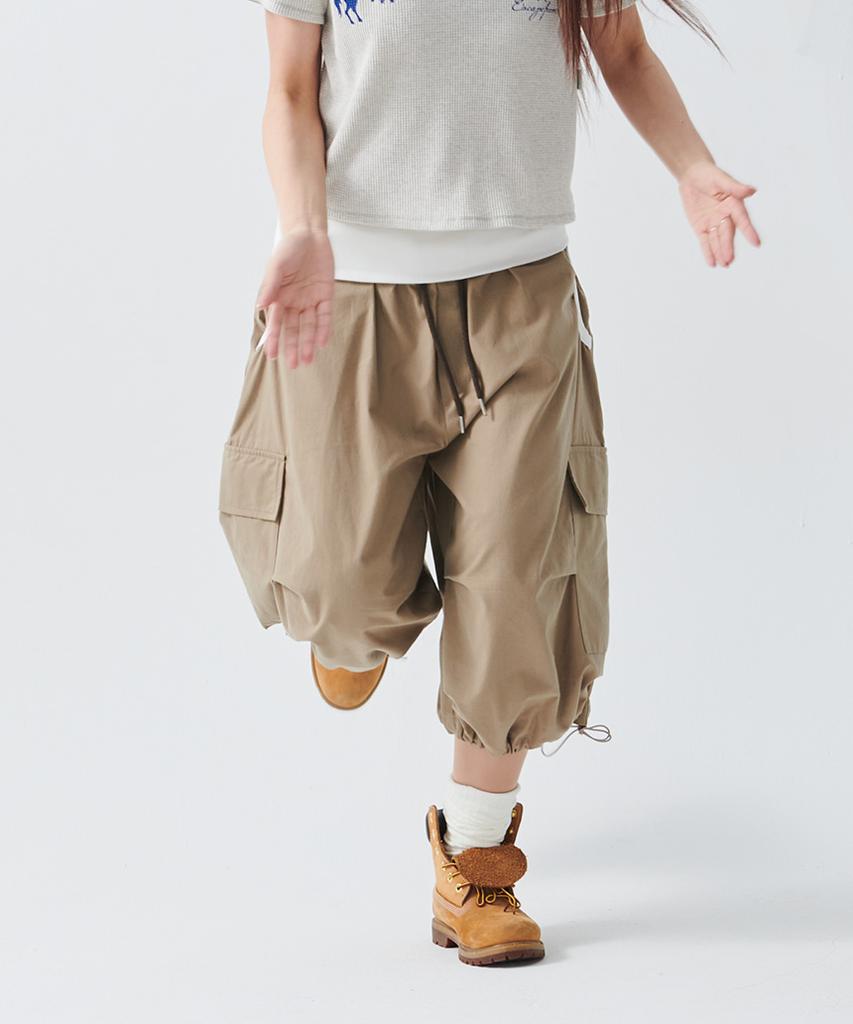 ESCAPEFROM [Escf X Hot Today] Utility Folding Bermuda String Cargo Pants Beige