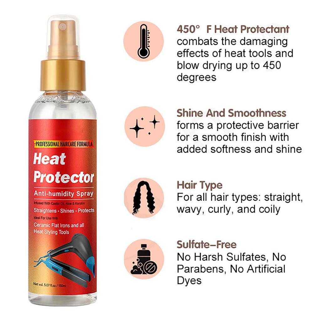 Высокоэффективный термозащитный спрей для выпрямления волос, увлажняющий, унисекс, 150 мл