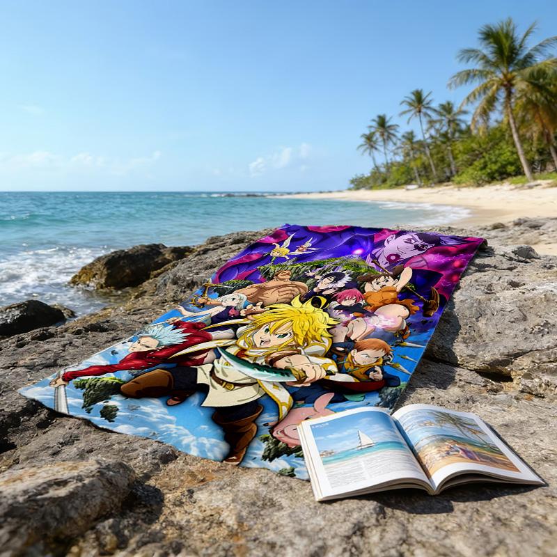 1pc Seven Deadly Sins2 Beach Towel, Beach and Seaside Swimming Pool Equipment, Fashion Pattern, Rectangular, Travel Essentials