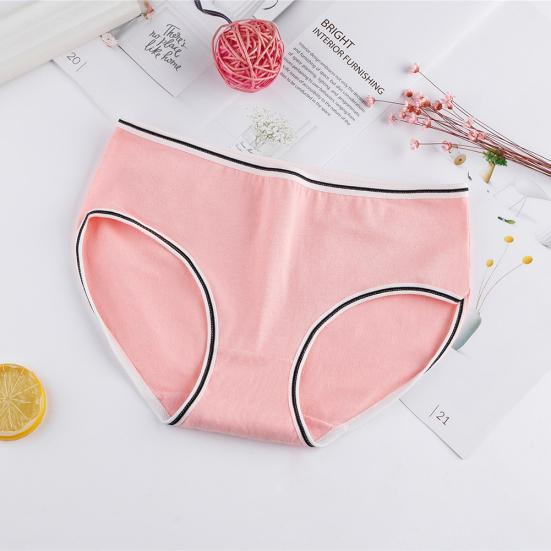 Cute Girls Solid Color Low Waist Slim Panties Breathable Cotton Underwear Briefs