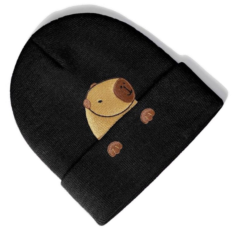 Capybara Embroidered Soft Stretchy Acrylic Hat Unisex Design For Family Friendly Activities And Travel