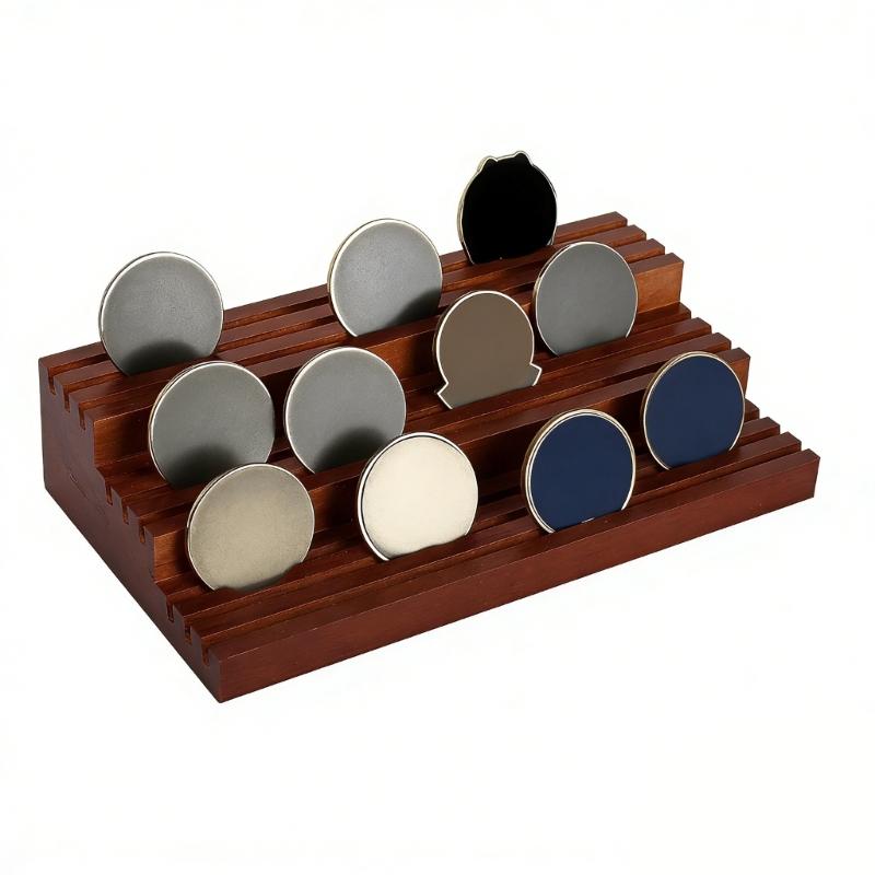 Trapezoid Multi Layer Wooden Coin Display Shelf for Coin Collections with Sturdy Base Easy Assembly and Classical Home Decors
