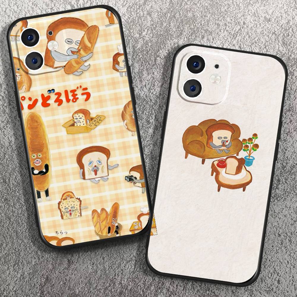 Чехол для телефона P-Picture Book Bread для IPhone 17 Air 16 15 14 13 Pro Max 11 12 Черный силиконовый чехол