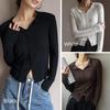 Женский осенний модальный топ с V-образным вырезом, облегающего кроя, с длинными рукавами