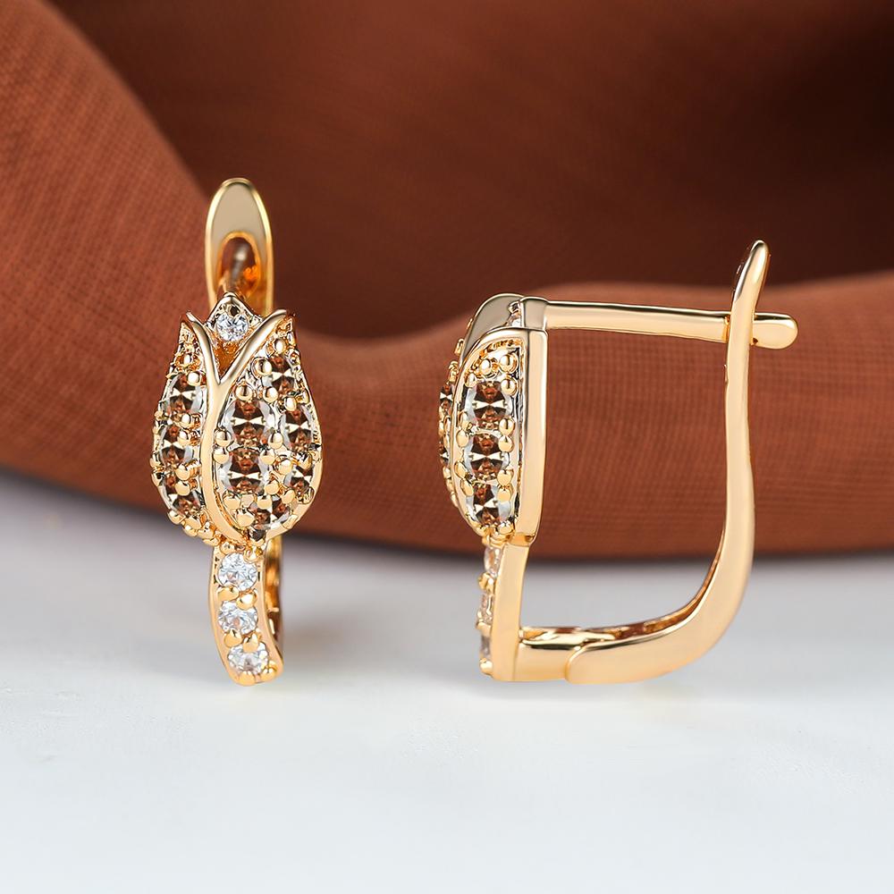 Красный, Желтый, Синий, Зеленый Камень, Серьги с Цветком Розы, Винтажные Свадебные Серьги Золотого Цвета, Многоцветные Серьги с Цирконом, Ювелирные Изделия ко Дню Святого Валентина