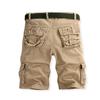 Мужские шорты карго средней посадки, застежка на пуговицу и молнию, повседневные шорты с множеством карманов, однотонные