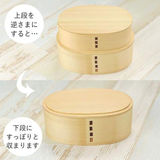 Коробка для бенто магеваппа гнездовая простая деревянная 350 куб. см 460 куб. см 2-х ярусная женская