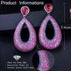 WWJ Top Quality Party Jewelry Full Pave Tiny Rose Red Purple Cubic Zirconia Big Tear Drop Earrings