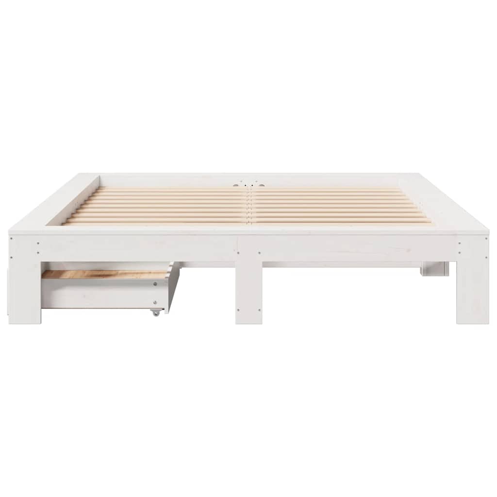 Vidaxl Rama Łóżka Bez Materaca, Biała, 140X200 Cm, Lite Drewno Sosnowe