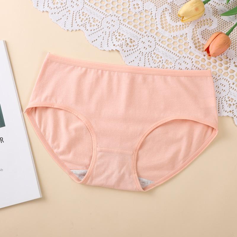 Женские трусы-стрейч со средней талией, большие размеры, нижнее белье из чистого хлопка, утягивающее бедра, полностью хлопковые трусики-треугольники с промежностью