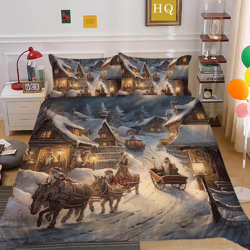 Christmas New Style Printed Full Size Bed Clothes Microfiber Highend Duvet Cover Children Bedroom Decor