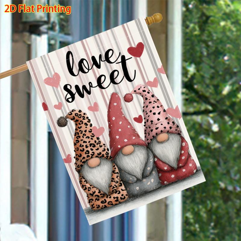 1pc, Wishing You a Joyful Valentine'S Day, Featuring Three Dwarfs And a Heart-Shaped Design - A Double-Sided Garden Flag Measuring Perfect for Courty