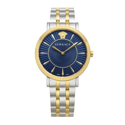 Часы Синий циферблат Сапфировое стекло Кварцевые 37MM Швейцарские часы I Watch Brand VEJL00522 Серебро [Versace] V-Eternal [Товар]