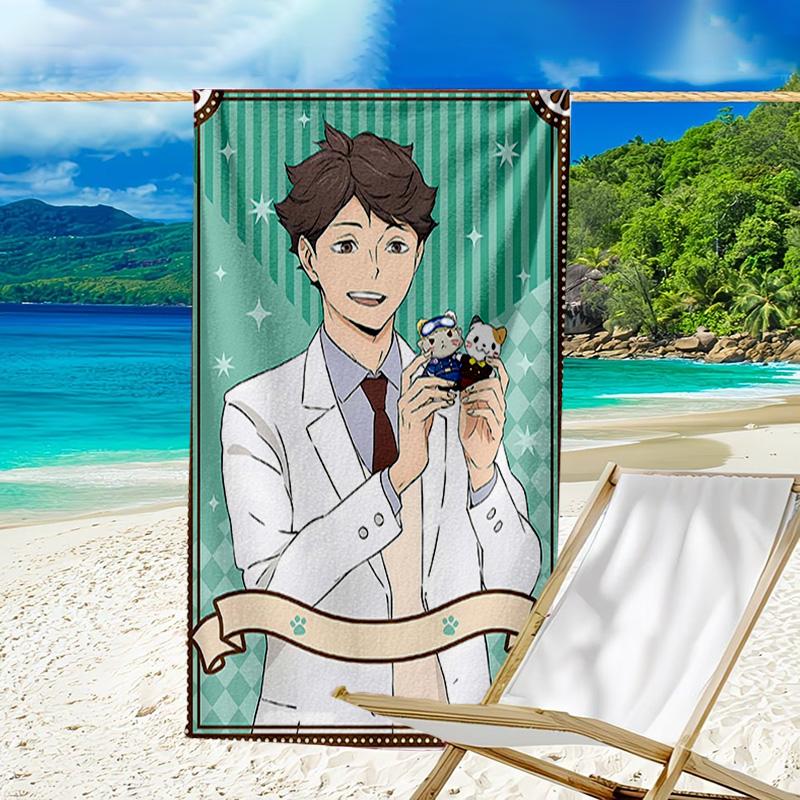 1pc Oikawa Tooru1 Beach Towel, Beach and Seaside Swimming Pool Equipment, Fashion Pattern, Rectangular, Travel Essentials