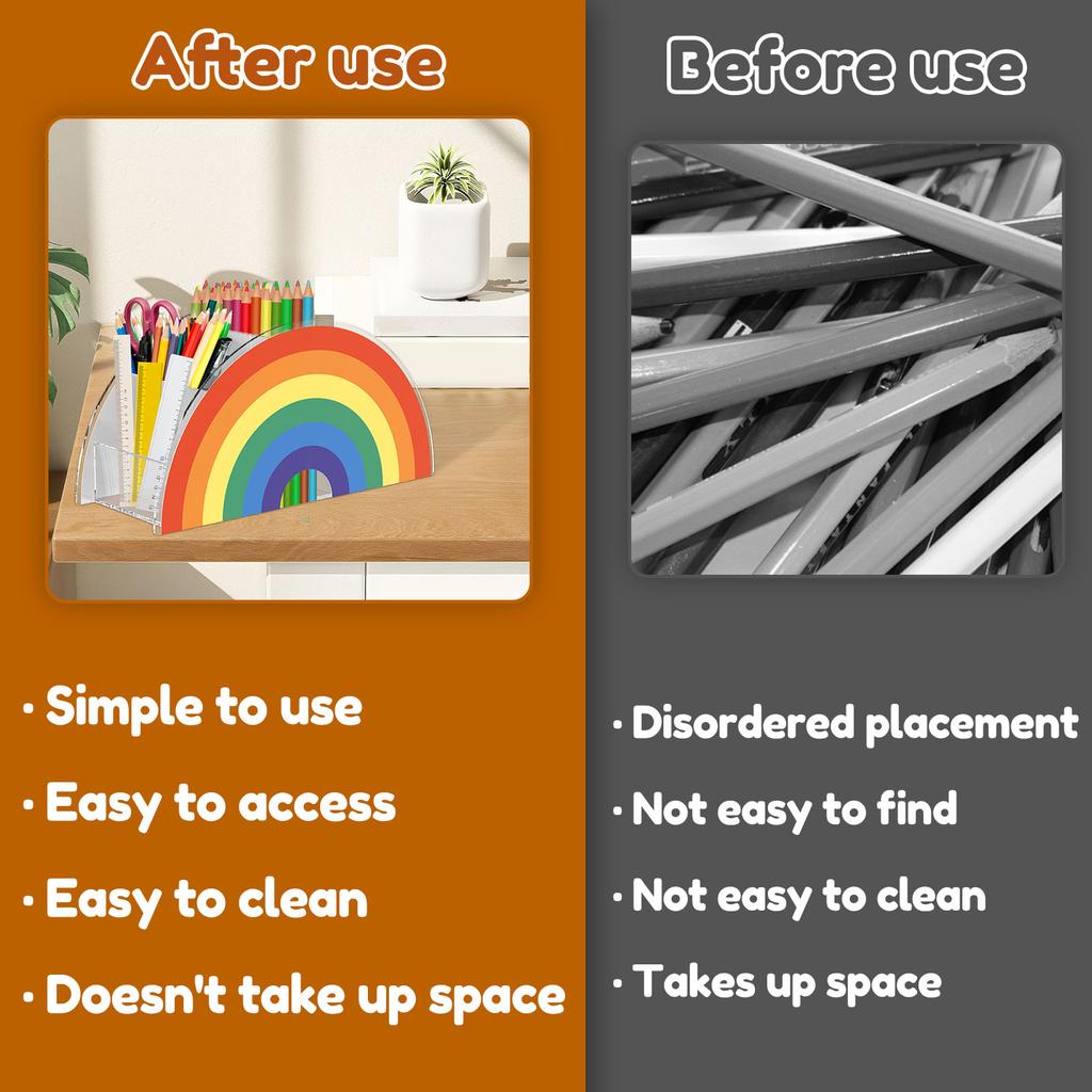 Акриловая радужная подставка для карандашей Милые настольные органайзеры для канцелярских принадлежностей Полки Аксессуары Книжная полка Коробка для хранения для дома и офиса
