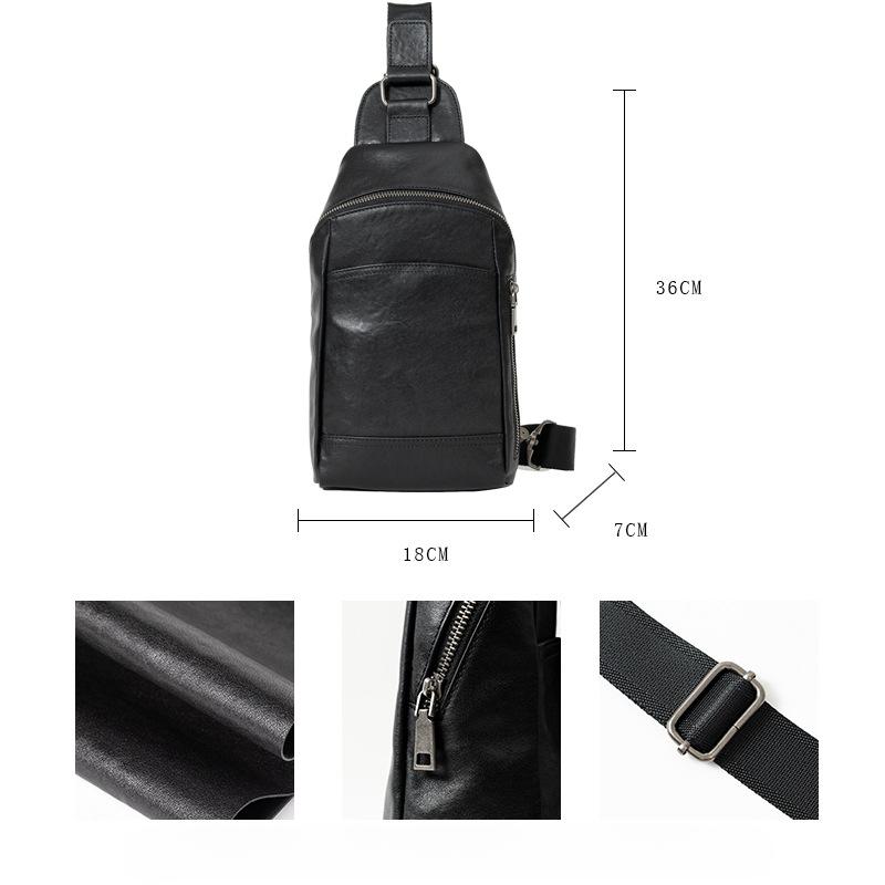 Men's Genuine Leather Chest Bag Fashion Simple Business Top Layer Cowhide Crossbody Bag Large Capacity Crossbody Bag