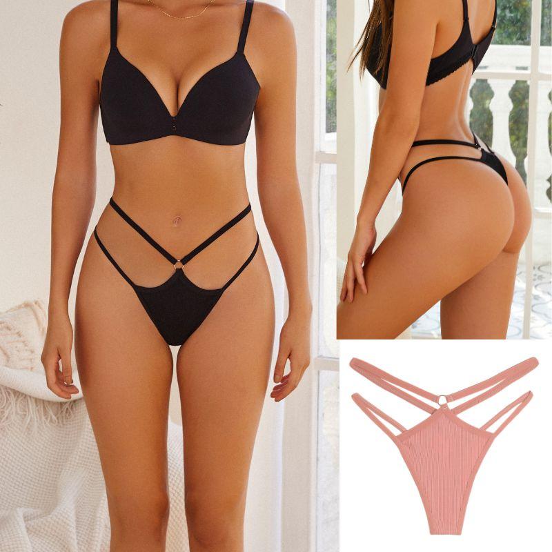 Cotton Panty for Women Pure Color T-back Sexy Brief Female Strap Design G-string Low Waist Woman Underpant