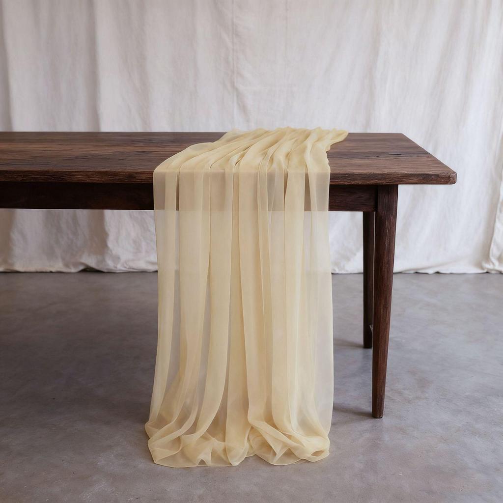 Nordic Wedding Voile Table Runner: Solid Chiffon Crepe Decoration for Dining and Parties