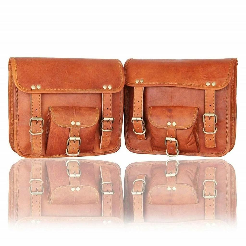 Кофры ручной работы Велосипедный чехол для мотоцикла Винтажные кожаные 2 боковые сумки Корзины