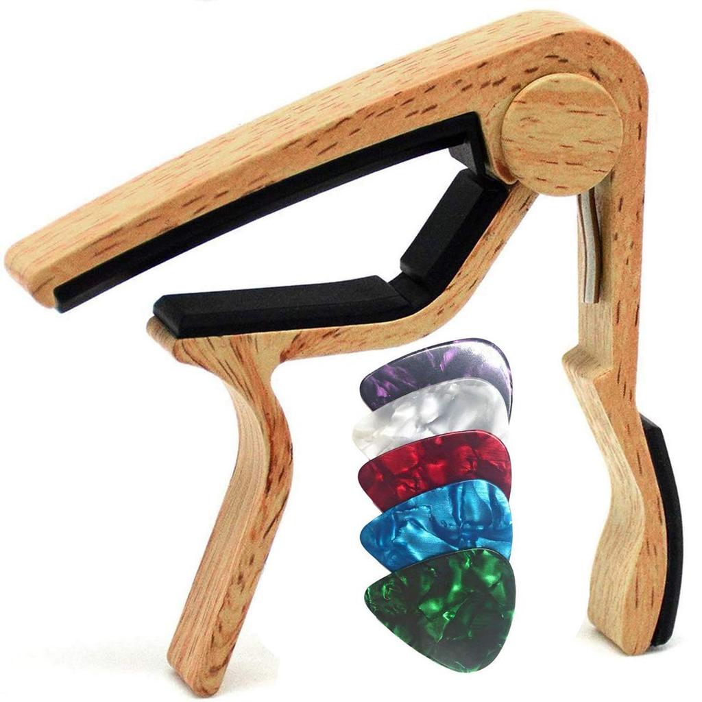 Miwayer Каподастр для акустических и электрогитар, цвет палисандра, с 5 медиаторами