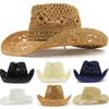 Wide Brim Western Cowboy Hat Sun Protection Jazz Hat Fashion Straw Cap Outdoor