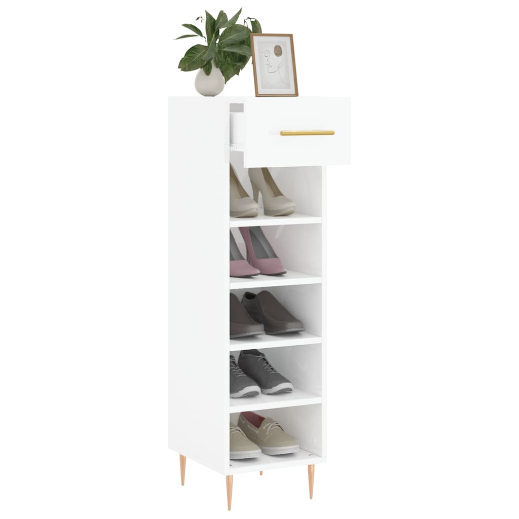 vidaXL Schuhschrank Hochglanz-Weiß 30x35x105 cm Holzwerkstoff