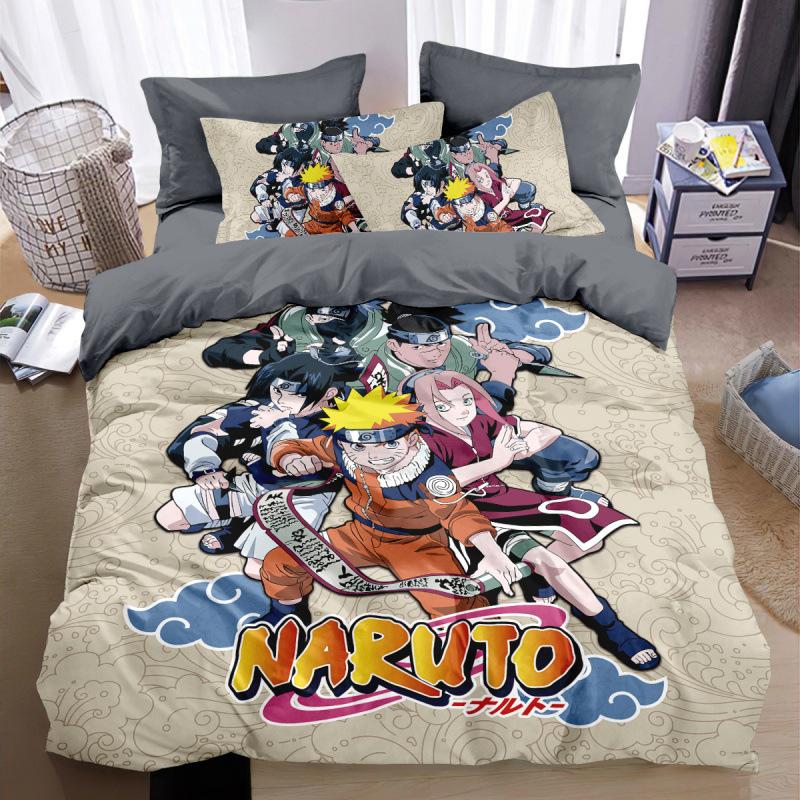 Anime Uzumaki Beding Sets Cartoon N-Naruto Duvet Cover and Pillowcase Adult Boy Girl Bedroom Decoration Children Gift