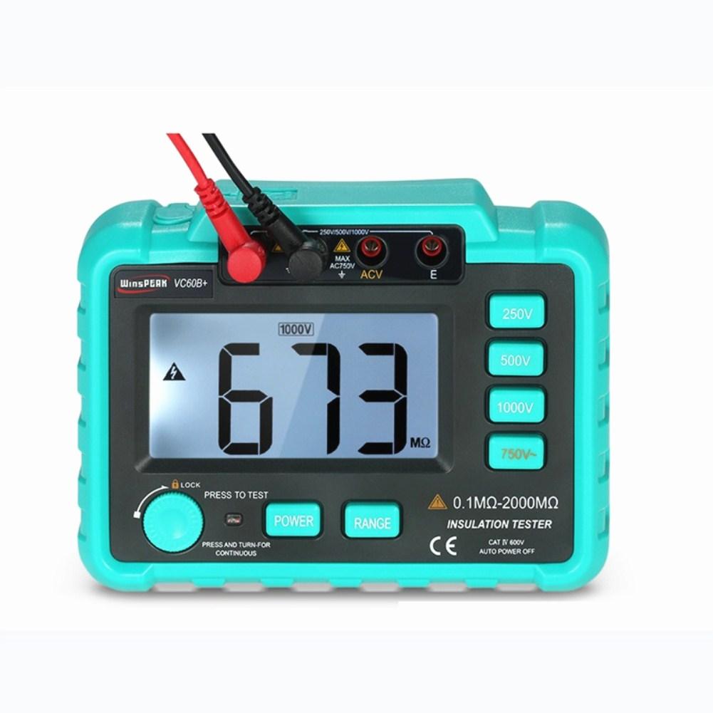 VC60B+ 1000V Digital Auto Range Insulation Resistance Meter Tester Megohmmeter High Voltage LED Indication 1999 Counts