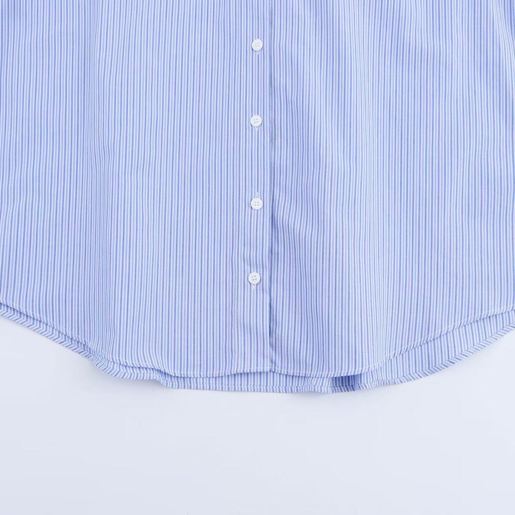 2025 Spring Women's European and American Style Poplin Patchwork Striped Shirt