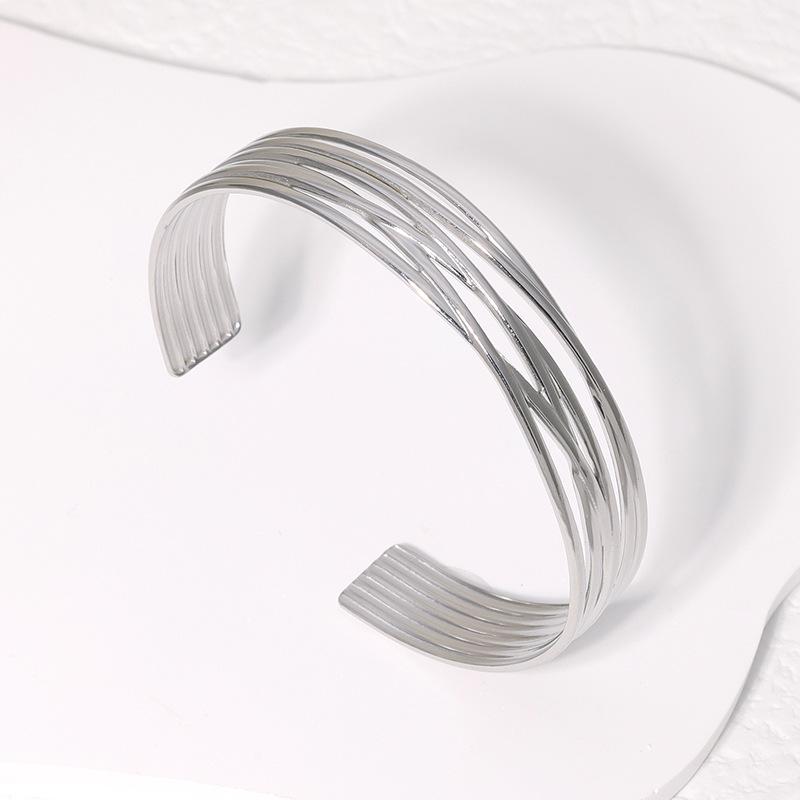 Браслет из титановой стали, женский универсальный открытый браслет из нержавеющей стали, креативный браслет ручной работы, простые браслеты, открытые ювелирные изделия, подарки