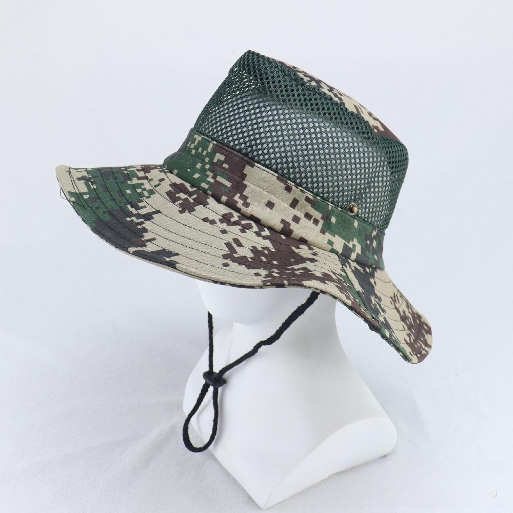 Camouflage Sun Hat for Men Summer Big Eave Sunshade Hat Outdoor Sport Climbing Hat Fishing Caps for Men Foldable with Buckle