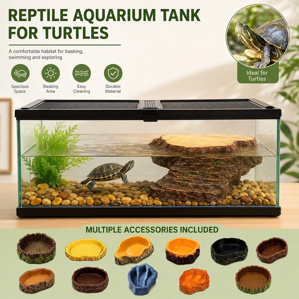 Tree Stump Shape Reptile Feeding Bowl Multicolor Reptile Bathtub for Tortoises