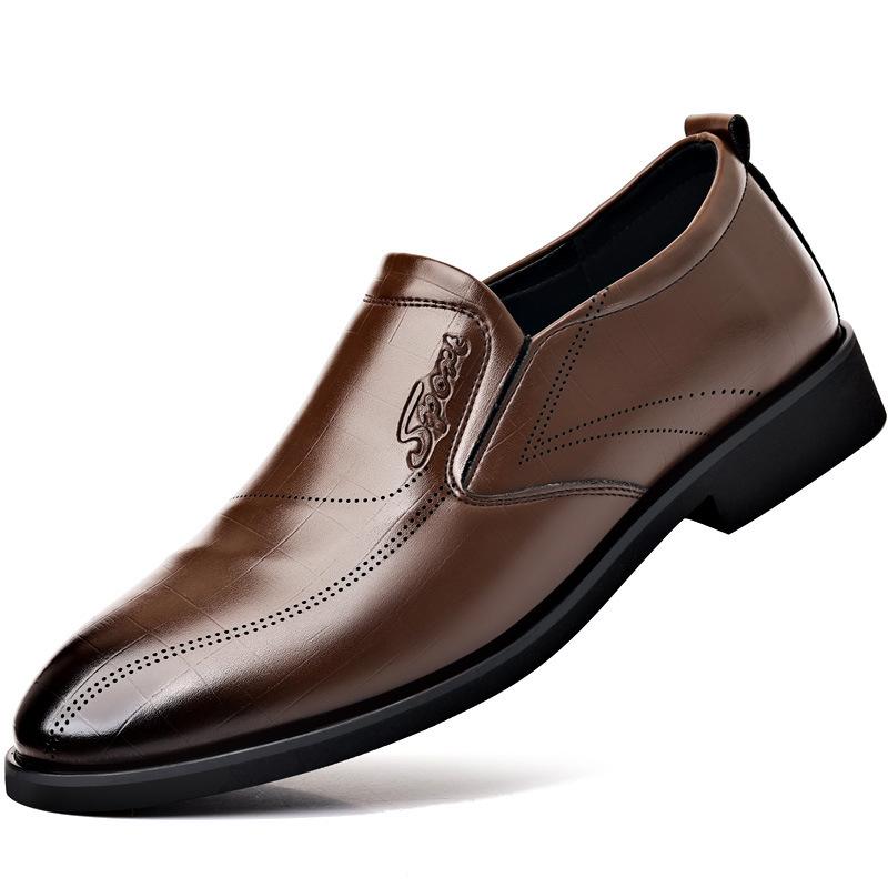 Dress Leather Shoes Men's Breathable Korean Version of Suit Shoes Men's Foot Business Casual Shoes Soft Soles Men's Wedding Shoes Tide