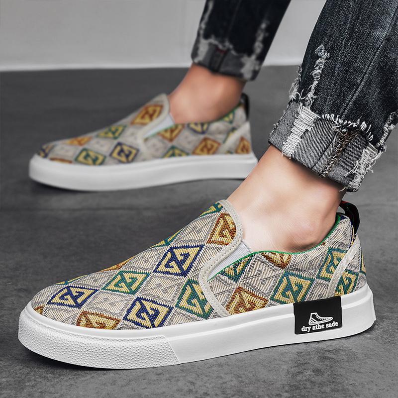 Модные фирменные повседневные лоферы для мужчин с дизайнерским принтом, мужская парусиновая обувь, удобные кроссовки на плоской подошве, роскошная мужская обувь для скейтбординга