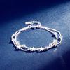 925 Sterling Silver Double Layers Stars Beads Charm Bracelets For Women Elegant Box Chain Birthday Party Jewelry Sl218