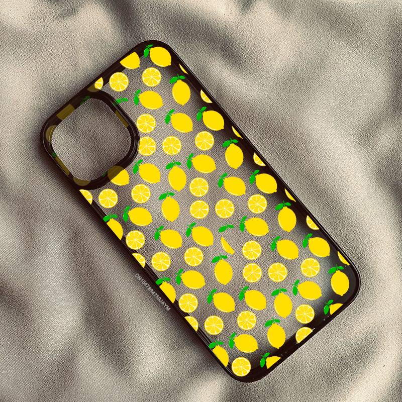 Cartoon Fresh Yellow Lemon Phone Case For iPhone 16 13 15 14 Pro Max 12 11 XR XS X 7 8Plus Fruit Shockproof Clear Hard Cover Bag