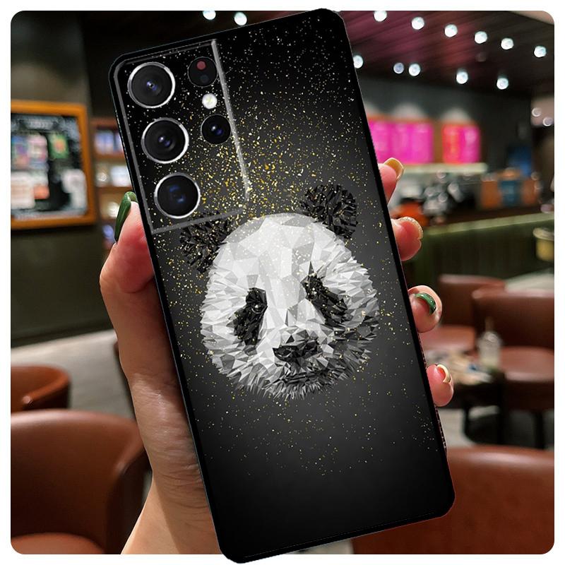 Cute Cartoon Panda Phone Case For Samsung Galaxy S25 Ultra S20 S21 S22 S23 S24 Ultra S9 S10 Plus S25 FE Cover