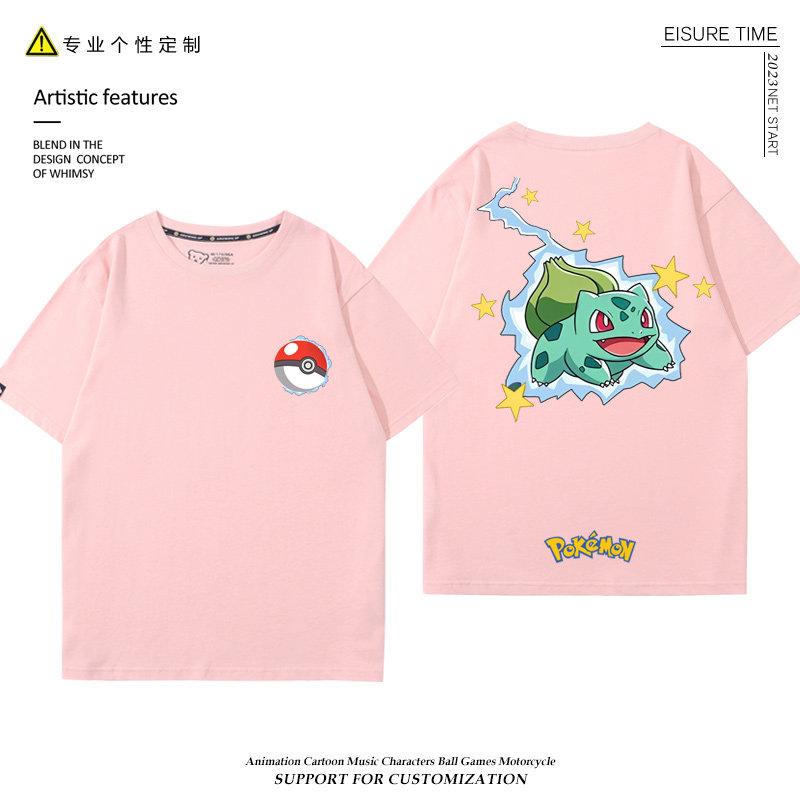 2026 Футболка с коротким рукавом для мальчиков, коллаборация Pokémon, Пикачу, Утка, Мью, чистый хлопок, свободный крой