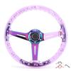 KIMISS 14-inch Car Racing Steering Wheel with Horn Button, Clear Acrylic, New Sport Steering Control for ATVs, Karts, and UTVs