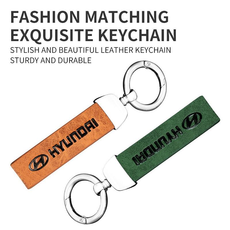 Car Valve Core Vintage Leather Keychain Ring Zinc Alloy Chain Key For Hyundai Tucson Accent Kona Elantra Getz Ioniq I40 Sonata ZZ39