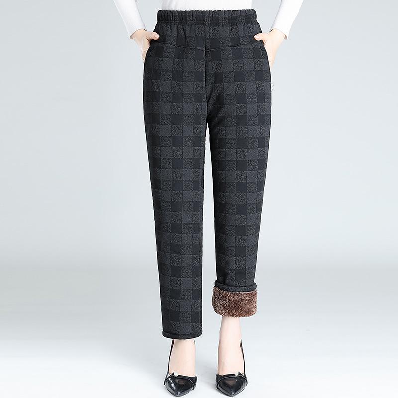 Женские осенне-зимние брюки больших размеров с подкладкой и утолщением, теплые, удобные, свободные