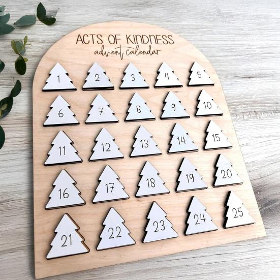 Acts of Kindness Advent Calendar Farmhouse Rustic Wooden 25-Day Sharing Kindness
