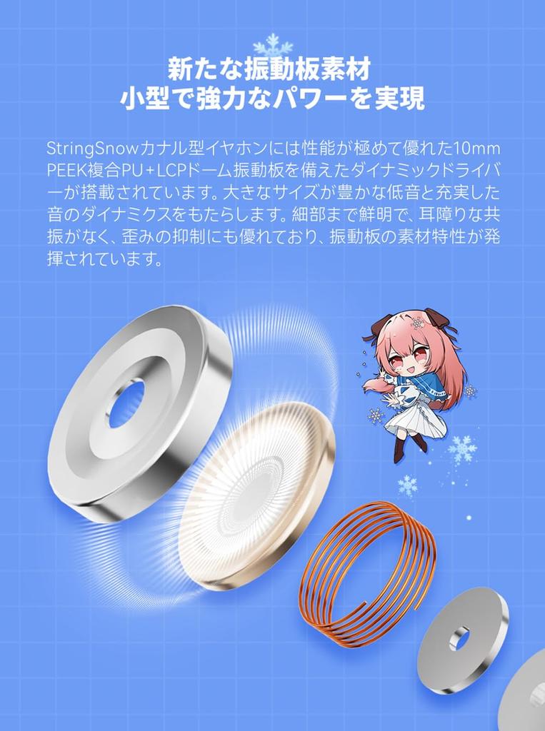 NICEHCK StringSnow 10mm Dynamic PEEK Composite PU LCP Dome Optimized Resonance Structure with Silver Foil Copper Three Color Sampling Sound Made in