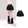 Юбка-пачка Y2K черного цвета с поясом-сердечком и джинсовыми гетрами для женщин - Острая, милая и крутая осенняя мини-юбка с высокой талией