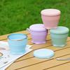 Silicone Collapsible Retractable Cup With Lid Drinking Mug New Portable Drinking Cup Camping