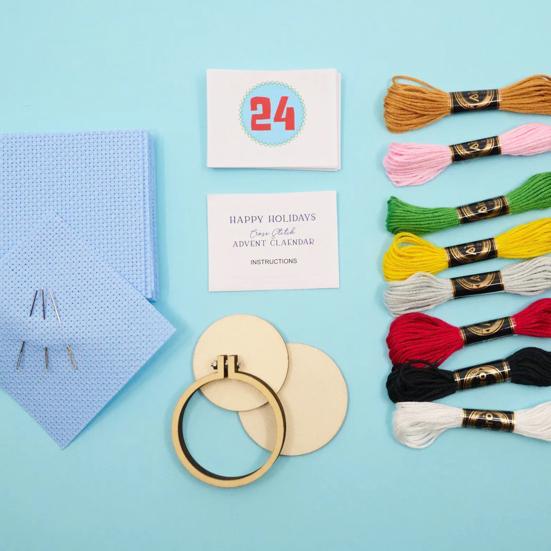 Рождественский Адвент Календарь Набор для вышивки крестом Схемы для вышивки крестом своими руками с нитками иглами пяльцами