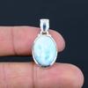 Подвеска из натурального драгоценного камня Ларимар, серебро 925 пробы, овальная форма, подвеска ручной работы, ювелирный подарок на День святого Валентина