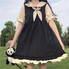 Женское платье Preppy Kawaii Свободное лоскутное платье с бантом в стиле Лолиты Сладкое популярное платье
