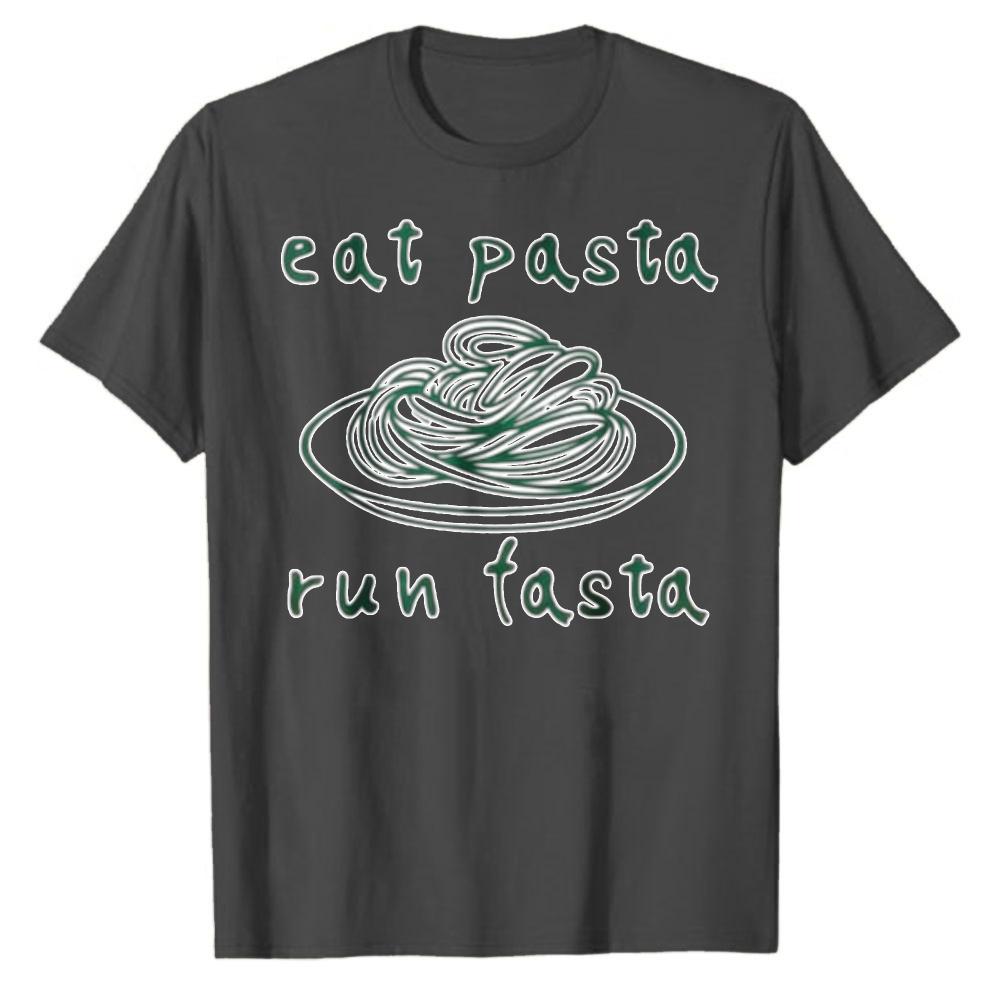 Funny Italian Foodie Graphic Cotton Tee Spaghetti Running Joke Shirt for Unisex Women Graphic T Shirts Unisex Clothing Harajuku Tops